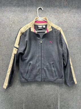 Puma Jacket Womens Medium Gray Colorblock Full Zip Track Pockets Athletic Sport